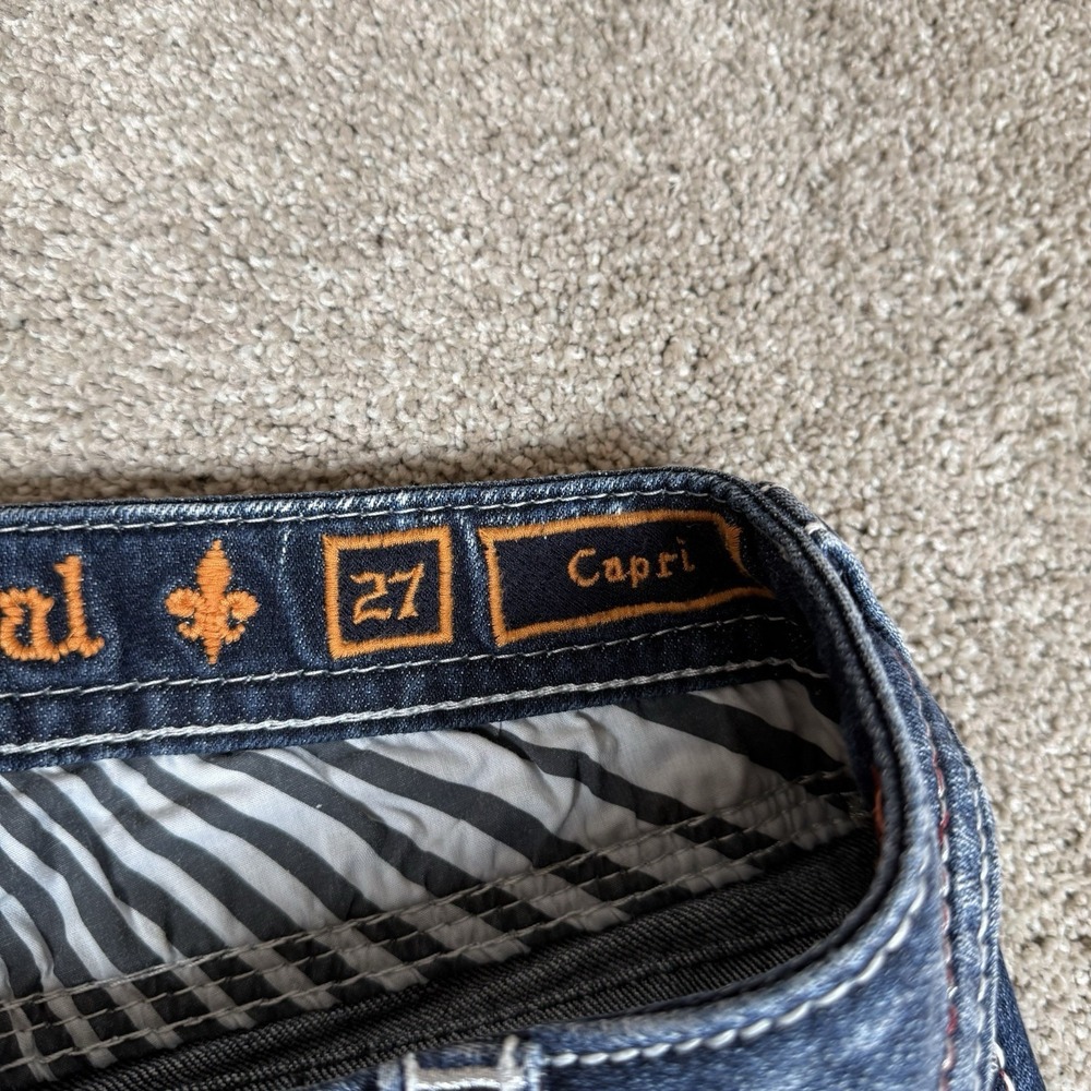 Rock Revival Capri Jeans 27 Carrieya Stars & Stripes American Flag 4th Of July - Picture 7 of 13
